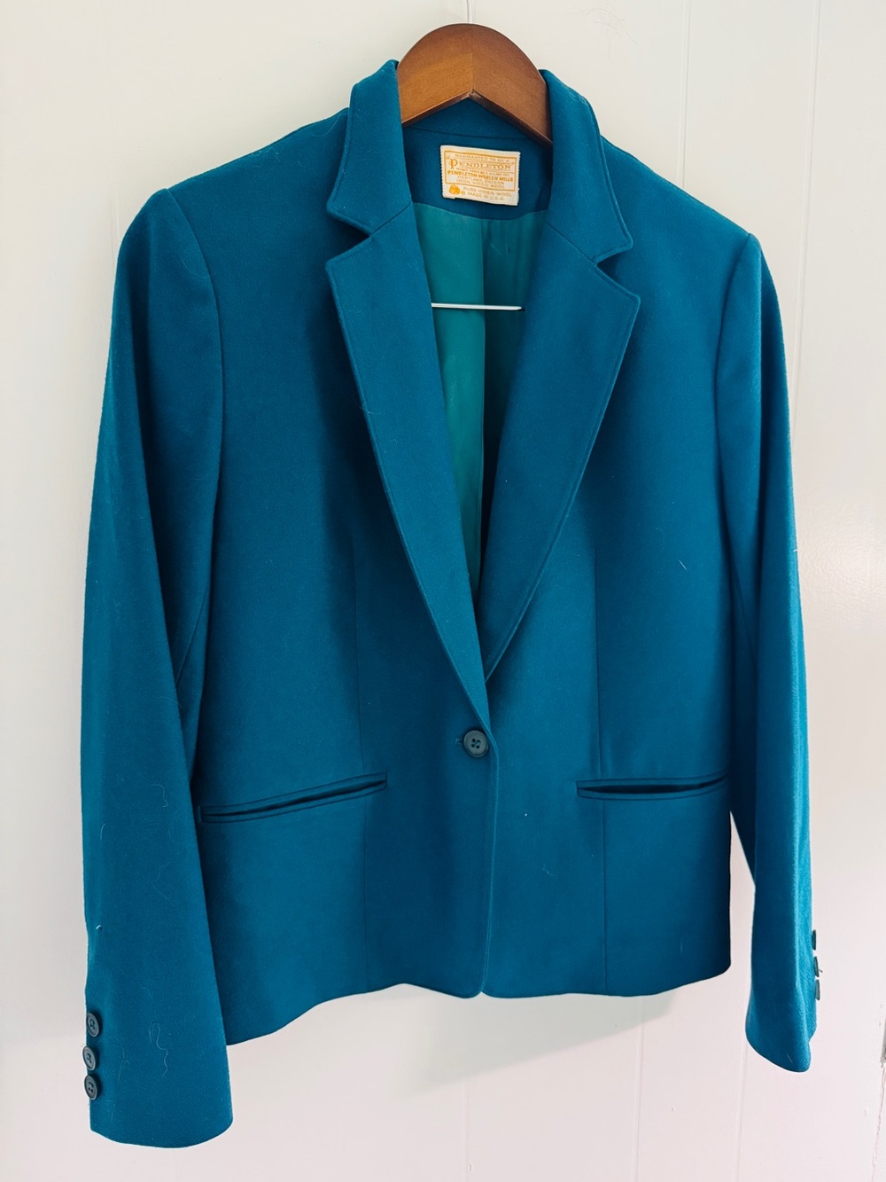 Pendleton Teal Blazer Jacket - Single-Button Notch Lapel
